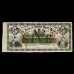 Canada, Bank of British North America, 5 dollars <br /> 27 septembre 1859