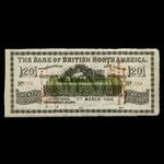 Canada, Bank of British North America, 20 dollars <br /> 5 mars 1860