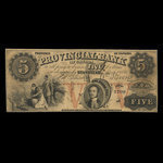 Canada, Provincial Bank of Canada (Stanstead), 5 dollars <br /> 1 avril 1856