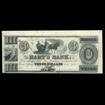 Canada, Hart's Bank, 3 dollars <br /> 1839