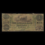 Canada, Ontario Bank, 1 dollar <br /> 15 août 1857
