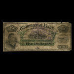 Canada, Commercial Bank of Newfoundland, 5 dollars <br /> 3 janvier 1888