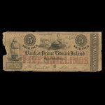 Canada, Bank of Prince Edward Island, 5 shillings <br /> 18 août 1856