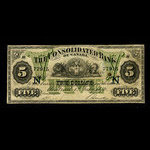 Canada, Consolidated Bank of Canada, 5 dollars <br /> 1 juillet 1876