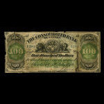 Canada, Consolidated Bank of Canada, 100 dollars <br /> 1 juillet 1876