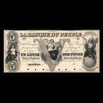 Canada, Banque du Peuple (People's Bank), 5 dollars <br /> 1849