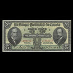 Canada, Banque Provinciale du Canada, 5 dollars <br /> 1 août 1928