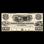 Canada, Bank of Upper Canada (York), 2 dollars <br /> 31 janvier 1851