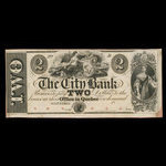 Canada, Banque de la Cité, 2 dollars <br /> 1865