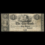 Canada, Banque de la Cité, 4 dollars <br /> 1 février 1853