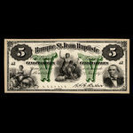 Canada, Banque St. Jean Baptiste, 5 dollars <br /> 24 juin 1875