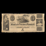 Canada, Banque de Ottawa, 3 dollars <br /> 1838