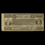 Canada, Bank of British North America, 5 dollars <br /> 1 janvier 1841