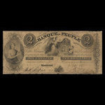 Canada, Banque du Peuple (People's Bank), 2 dollars <br /> 1 mars 1845