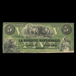 Canada, La Banque Nationale, 5 dollars <br /> 28 avril 1860