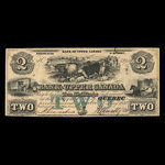 Canada, Bank of Upper Canada (York), 2 dollars <br /> 5 mai 1852