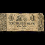 Canada, Exchange Bank, 1 dollar <br /> 21 mai 1844