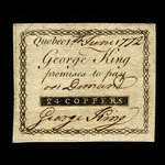Canada, George King, 24 coppers <br /> 1 juin 1772