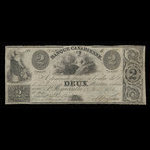 Canada, Banque Canadienne, 2 dollars <br /> 23 août 1836