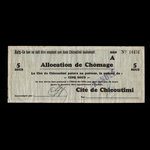 Canada, Cité de Chicoutimi, 5 cents <br /> 7 février 1934