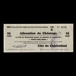 Canada, Cité de Chicoutimi, 25 cents <br /> 16 février 1935