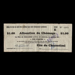 Canada, Cité de Chicoutimi, 1 dollar <br /> 17 janvier 1935