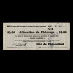 Canada, Cité de Chicoutimi, 3 dollars <br /> 10 février 1935