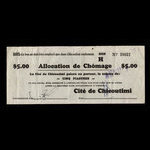 Canada, Cité de Chicoutimi, 5 dollars <br /> 20 décembre 1934