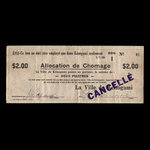 Canada, Ville de Kénogami, 2 dollars <br /> 1 juillet 1935