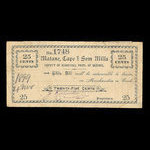Canada, Matane, Cape & Sem Mills, 25 cents <br /> 4 novembre 1899