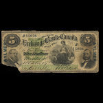 Canada, Exchange Bank of Canada, 5 dollars <br /> 1 octobre 1872