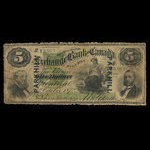 Canada, Exchange Bank of Canada, 5 dollars <br /> 1 octobre 1872