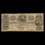 Canada, Lower Canada Bank, 2 dollars <br /> 4 novembre 1837
