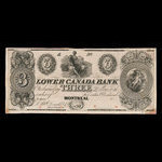 Canada, Lower Canada Bank, 3 dollars : 1838