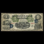 Canada, Mechanics Bank (Montréal), 4 dollars <br /> 1 juin 1872
