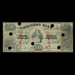 Canada, Molsons Bank, 50 dollars <br /> 2 janvier 1891
