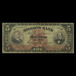 Canada, Molsons Bank, 5 dollars <br /> 3 janvier 1903
