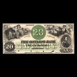 Canada, Ontario Bank, 20 dollars <br /> 3 août 1860