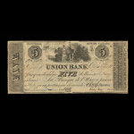 Canada, Union Bank, 5 dollars <br /> 1 août 1838