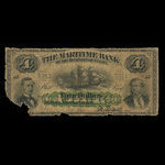 Canada, Maritime Bank of the Dominion of Canada, 4 dollars <br /> 2 janvier 1873