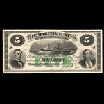 Canada, Maritime Bank of the Dominion of Canada, 5 dollars <br /> 2 janvier 1873