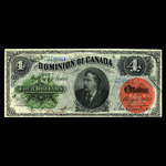 Canada, Dominion du Canada, 4 dollars <br /> 1 mai 1882
