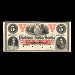 Canada, Province de la Nouvelle-Écosse, 5 dollars <br /> 1 juin 1861