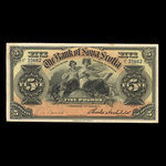Jamaïque, Banque Nouvelle-Écosse, 5 livres(anglaise) <br /> 2 janvier 1920