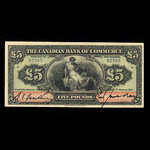 Jamaïque, Canadian Bank of Commerce, 5 livres(anglaise) <br /> 1 mars 1921