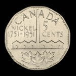 Canada, Georges VI, 5 cents <br /> 1951
