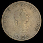 Île de Man, inconnu, 1/2 penny <br /> 1830