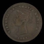 Canada, Banque de Montréal, 1/2 penny : 1843