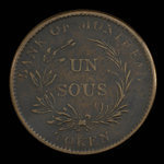 Canada, Banque de Montréal, 1 sou : 1838