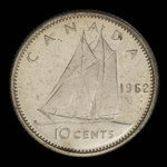 Canada, Élisabeth II, 10 cents <br /> 1962